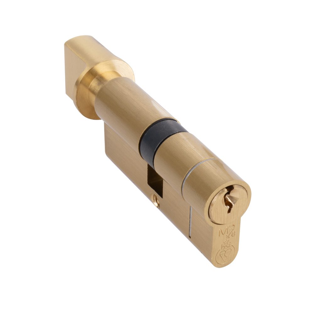 6 Pin Euro Cylinder Thumbturn (Keyed to Differ) - Satin Brass - 35/35
